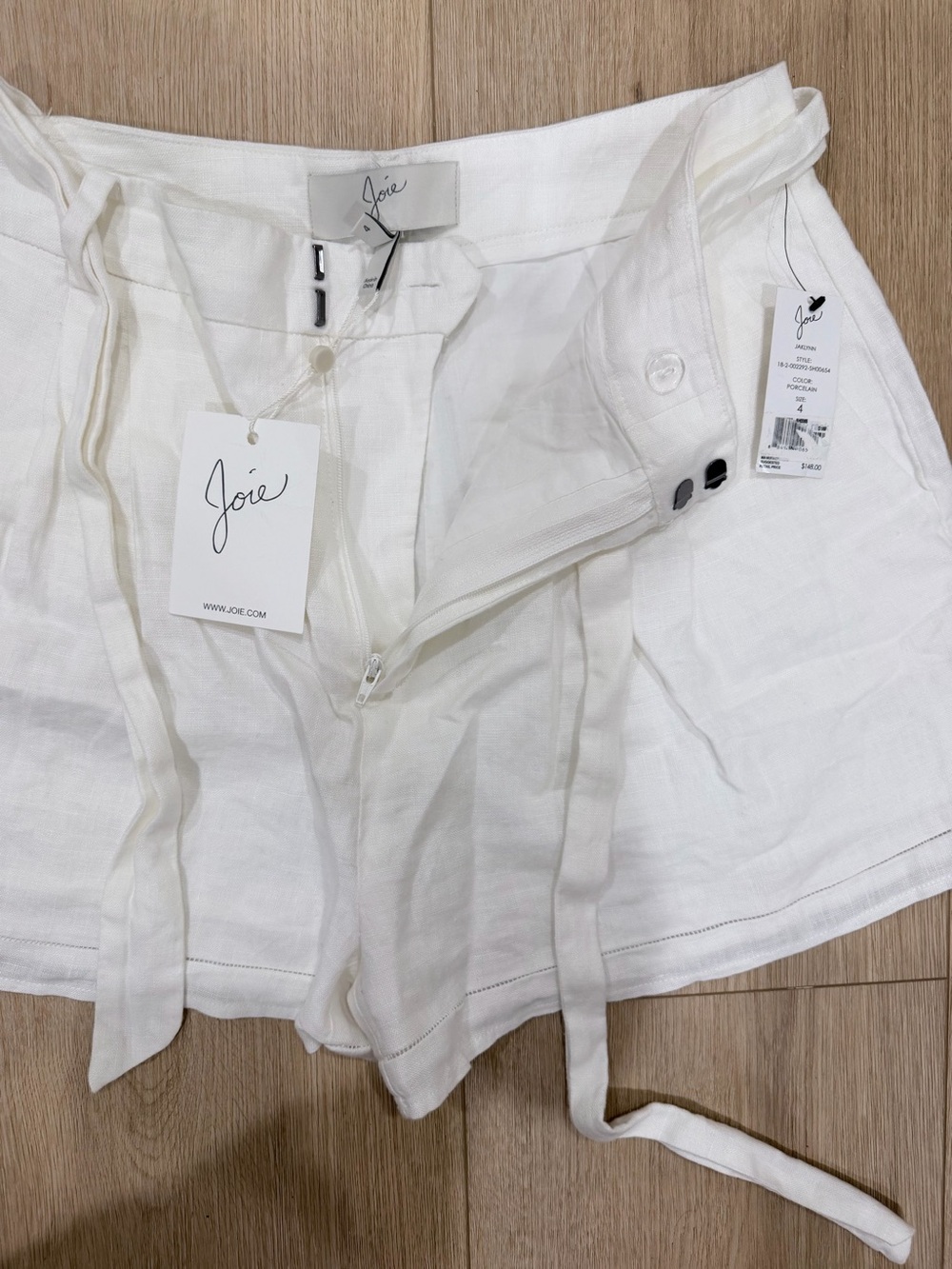 Joie New with tags White High-Waist Linen Tie-Front Women's Shorts